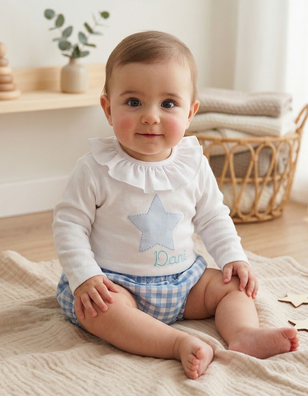 Conjunto 3 Piezas Personalizado | Sudadera + Camiseta Estrella con Nombre + Cubrepañal (0–8 años) - Imagen 3