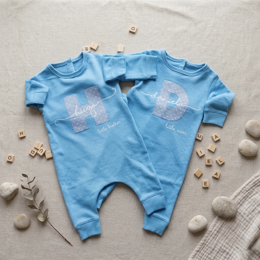 PELELE PERSONALIZADO CON INICIAL (0–12 meses) | Gris, Rosa o Azul - Imagen 3