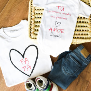 Pack Familiar Camiseta Personalizada papá/mamá, mi primer amor ( Adulto + niño)