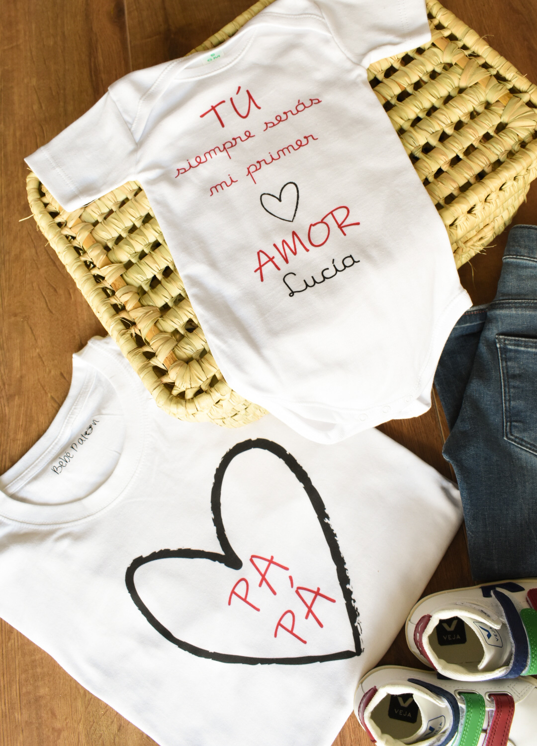 Pack Familiar Camiseta Personalizada papá/mamá, mi primer amor ( Adulto + niño) - Imagen 3