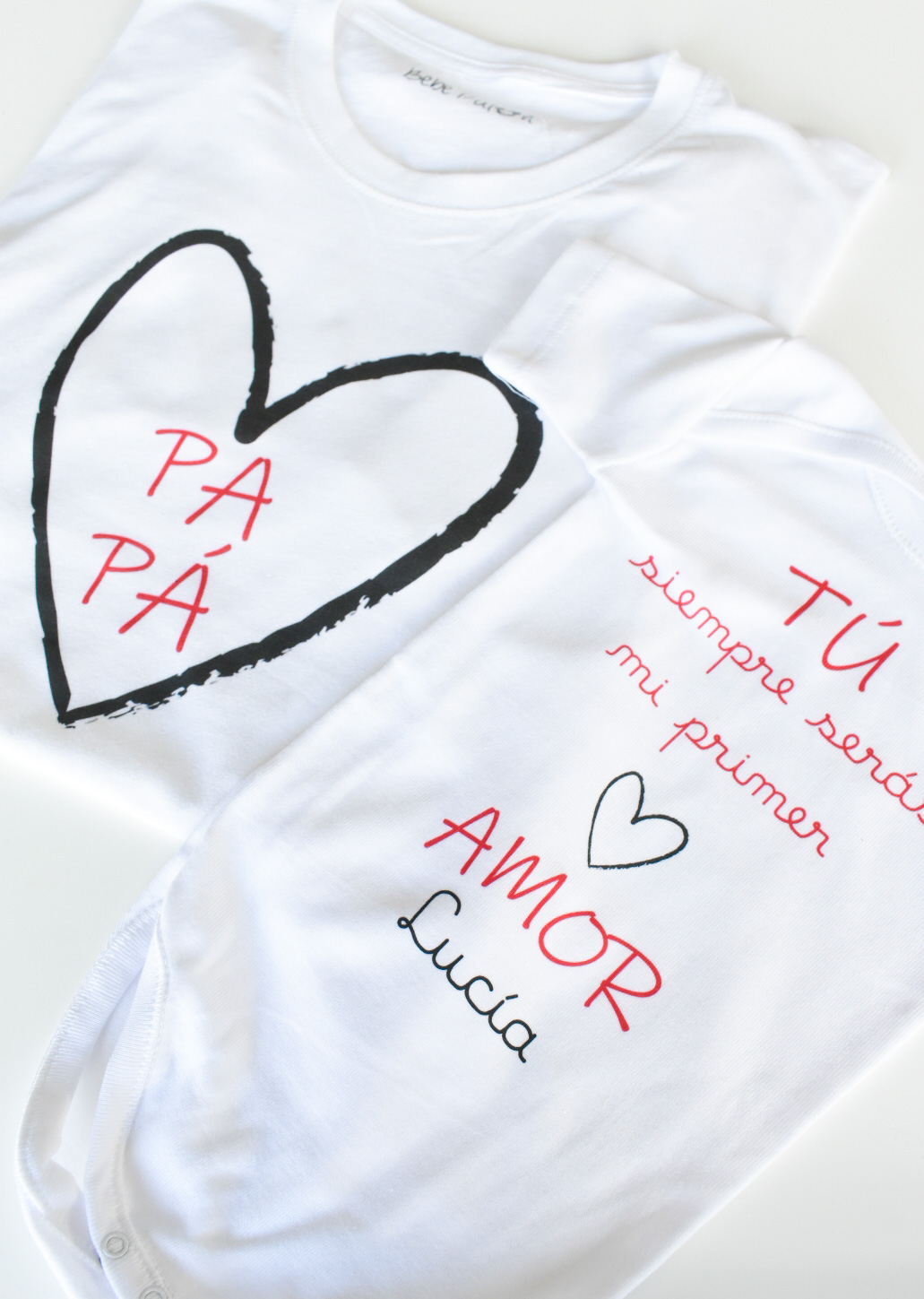 Pack Familiar Camiseta Personalizada papá/mamá, mi primer amor ( Adulto + niño) - Imagen 2