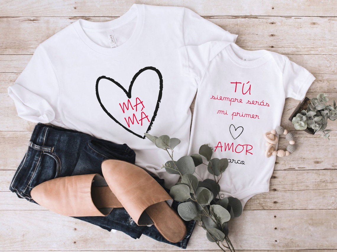 Pack Familiar Camiseta Personalizada papá/mamá, mi primer amor ( Adulto + niño) - Imagen 4