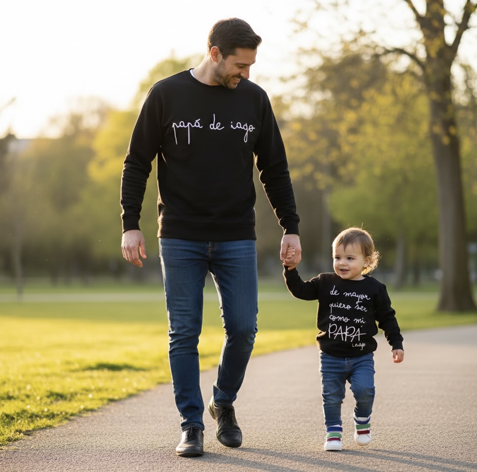 Pack 2 Sudaderas “De Mayor Quiero Ser Como Mi Papá” | Papá/Mamá e Hijo Personalizadas con Nombre - Imagen 6