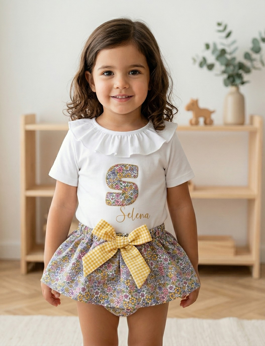 Conjunto 2 Piezas Personalizado | Falda-Braguita + Body/Camiseta con Letra y Nombre (0–8 años)