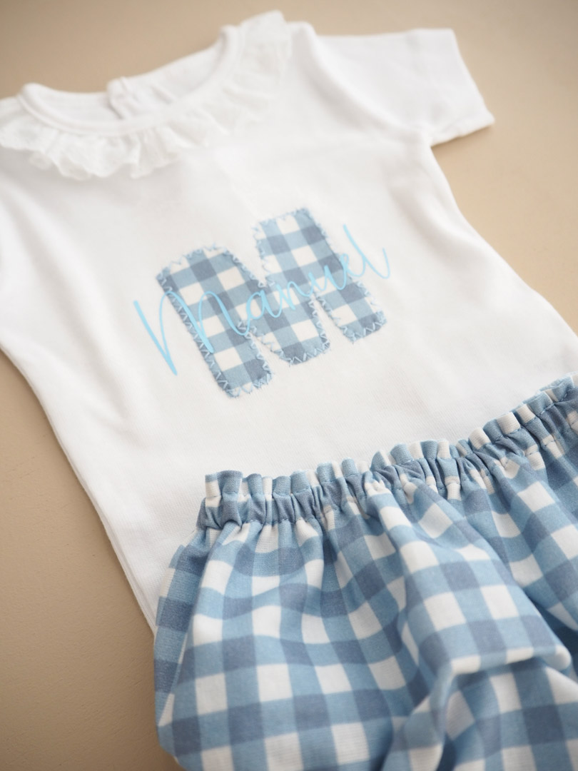Conjunto dos piezas body + cubrepañal/short/bragafalda Personalizado Letra Cruzada - Imagen 4