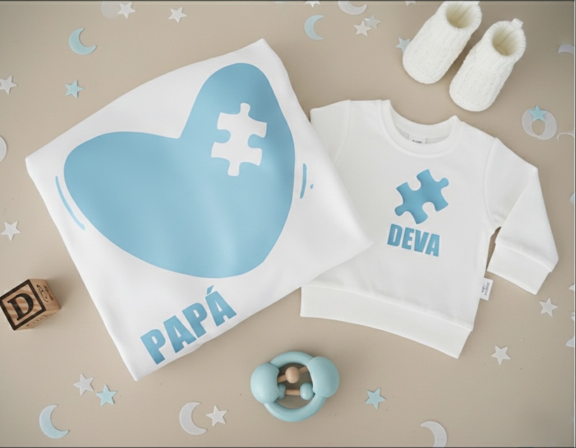 Pack 2 Sudadera Familiar Puzzle | Personalizada con Nombre Adulto y Niño - Imagen 5
