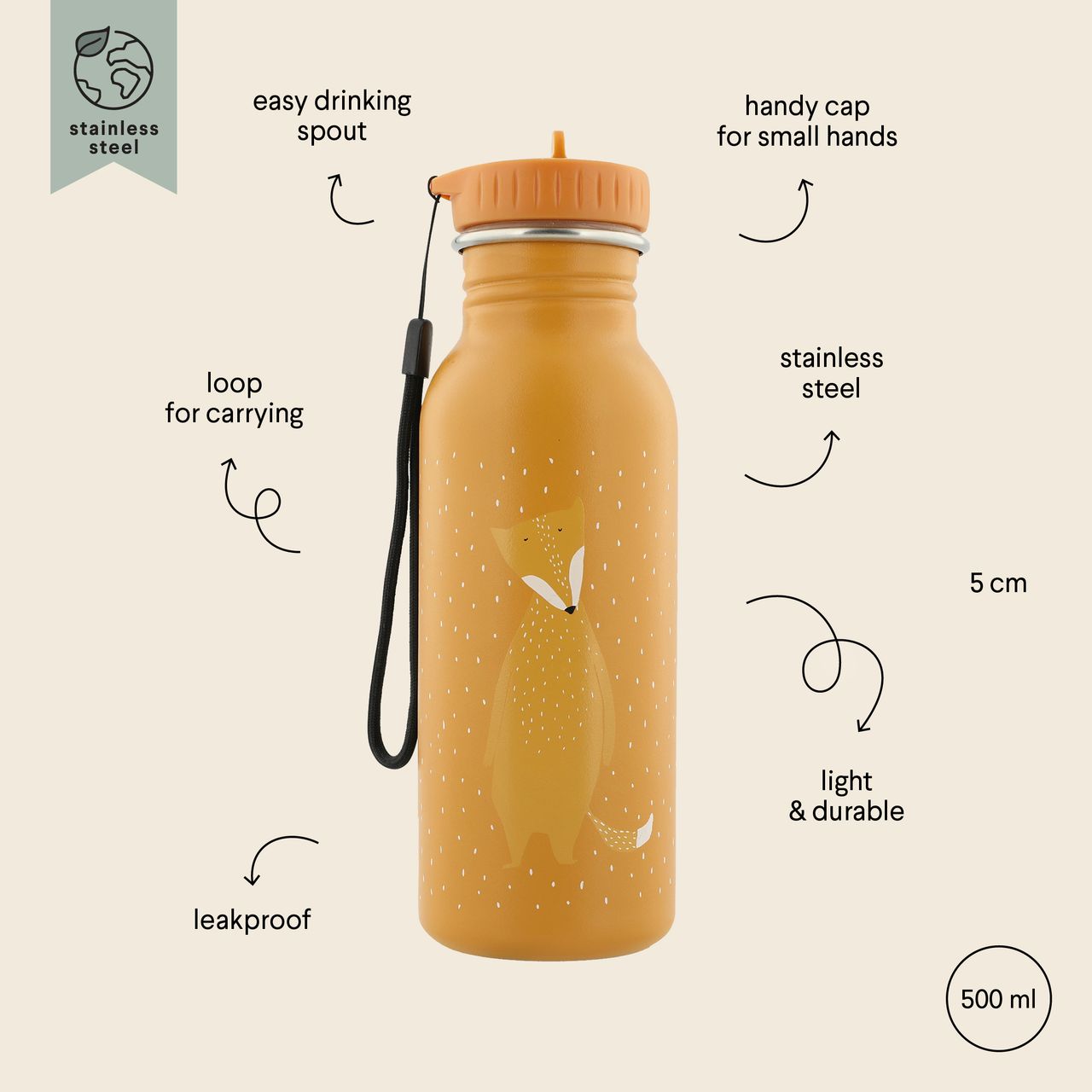 Botella de beber 500ml - Mr. Fox Trixie - Imagen 4