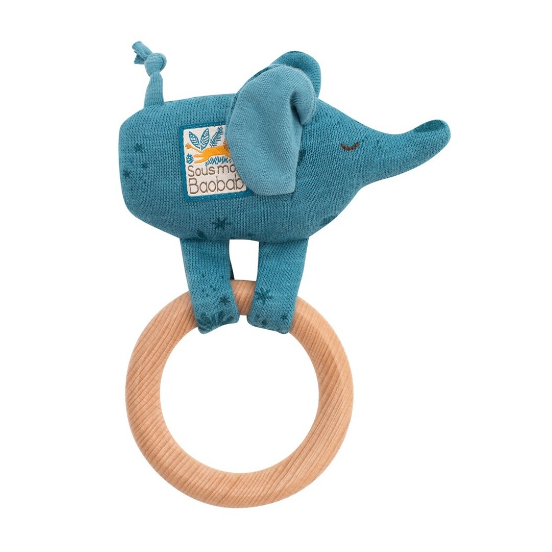 Sonajero anilla madera elefante Baobab Moulin Roty