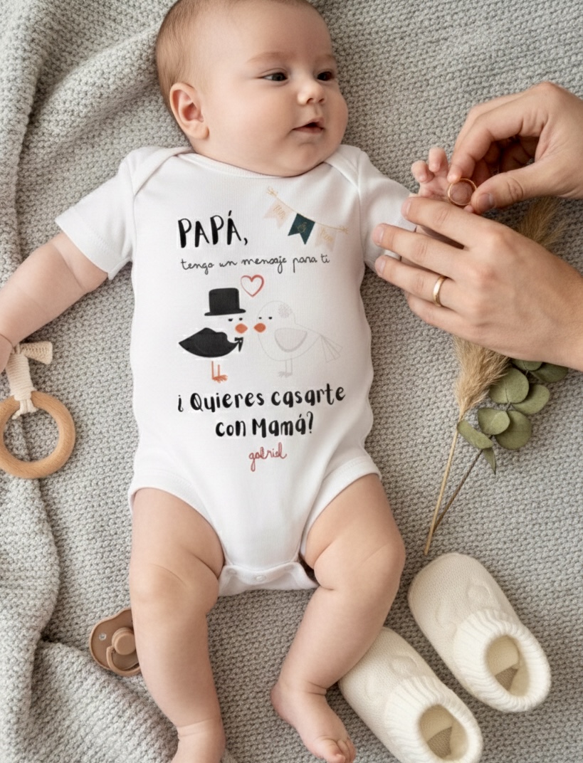 Body o Camiseta personalizada Quieres casarte conmigo - Imagen 2