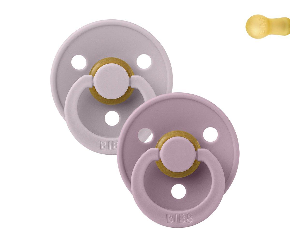 2 Chupetes BIBS Colour Dusky Lilac/Heather tetina redonda