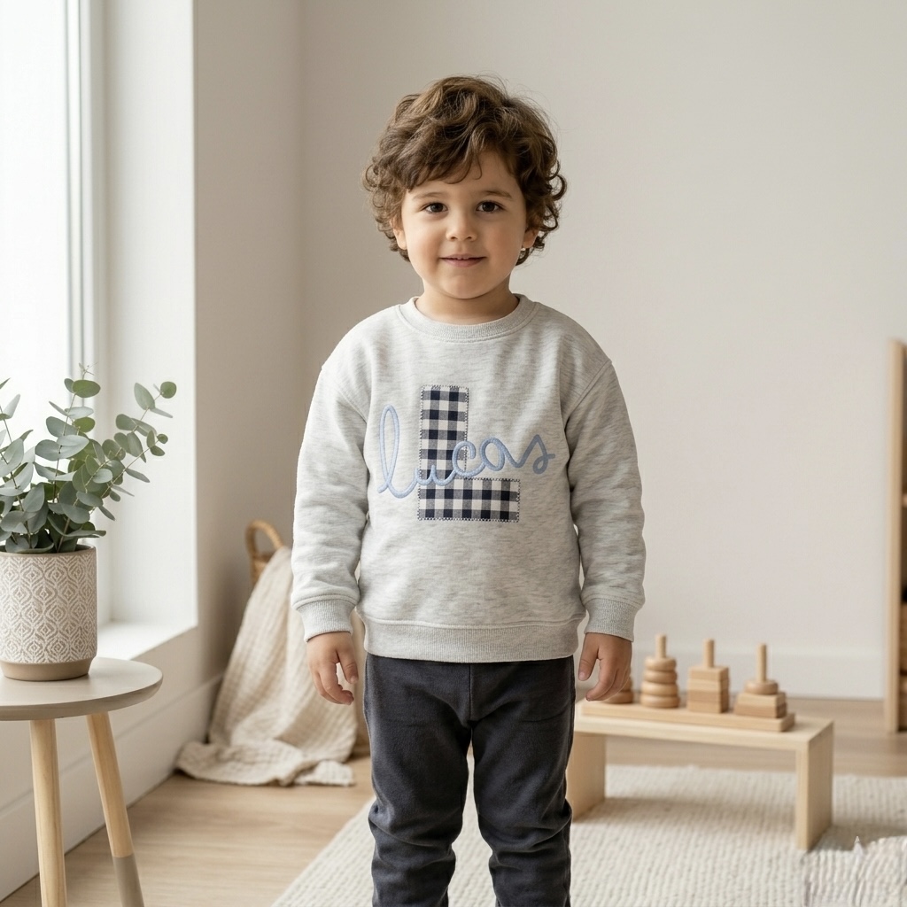 SUDADERA NIÑO/A PERSONALIZADA CON LETRA + NOMBRE (3 meses–12 años)