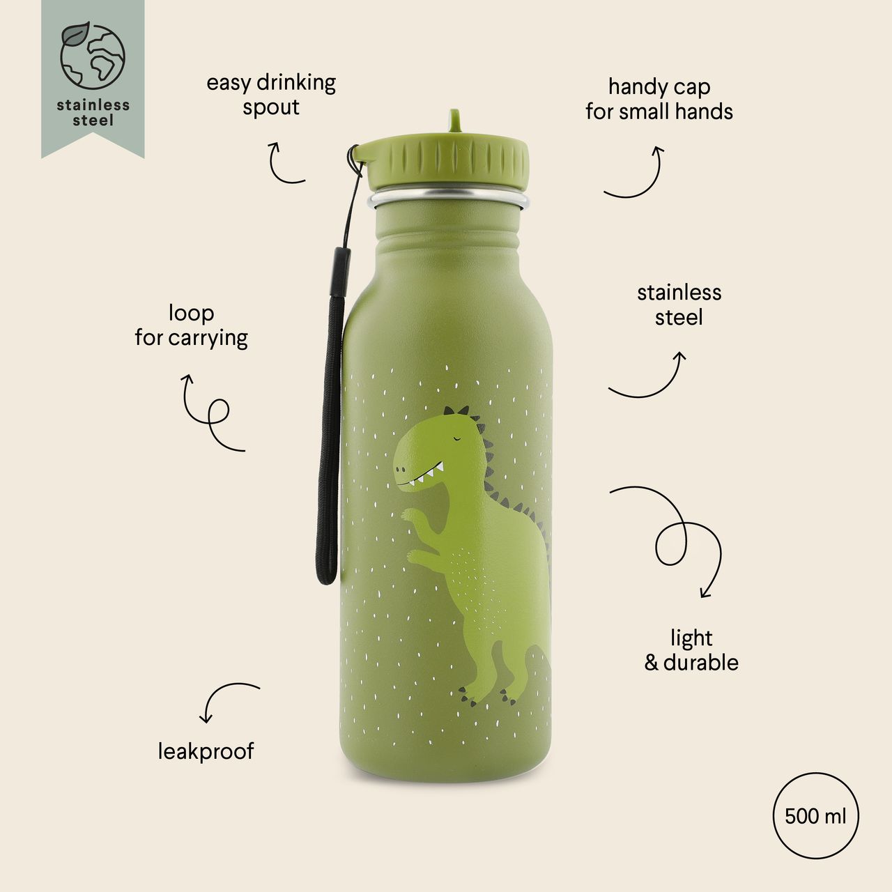 Botella de beber 500ml - Mr. Dino Trixie - Imagen 3