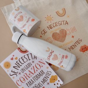 Pack Profe Personalizado (Tote Bag + Taza + Botella+ Libreta)