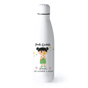 Botella personalizada térmica Profesora Gracias por ayudarme