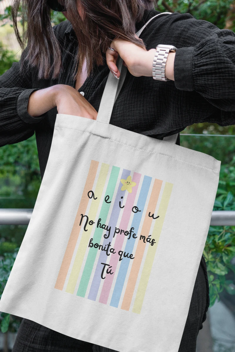 Tote bag personalizada Profe Aeiou