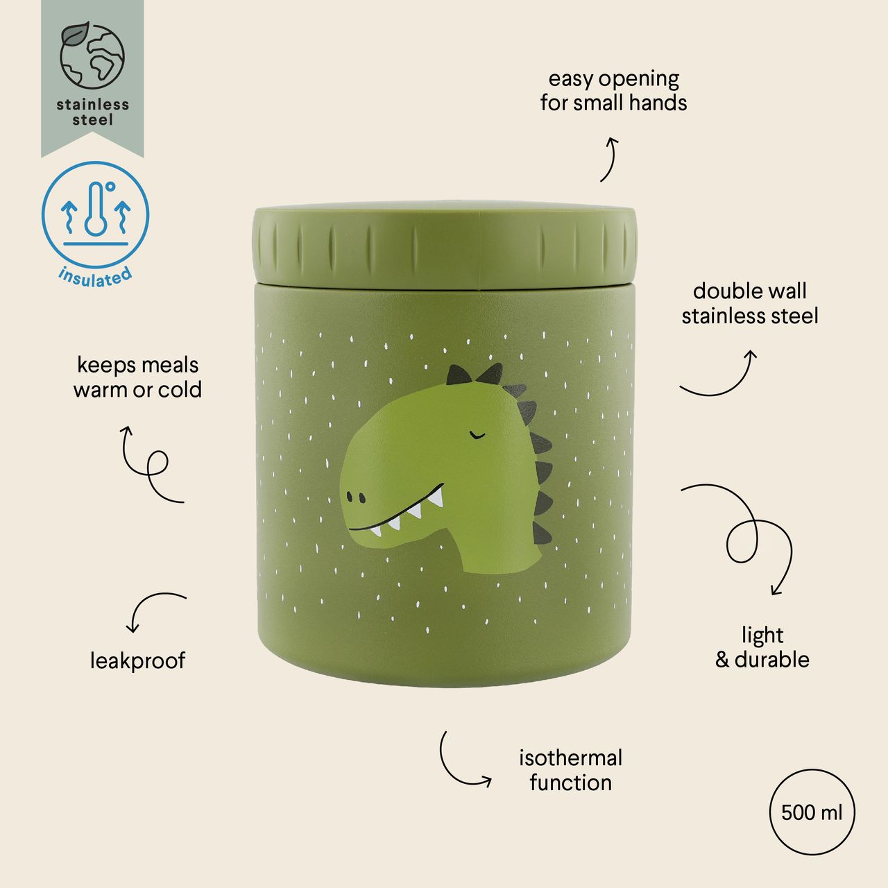 Termo sólidos 500ML Dino Trixie - Imagen 3