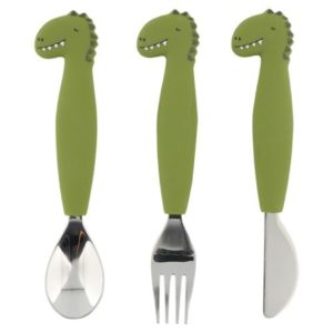 Cubiertos de 3 piezas en silicona - Mr. Dino Trixie