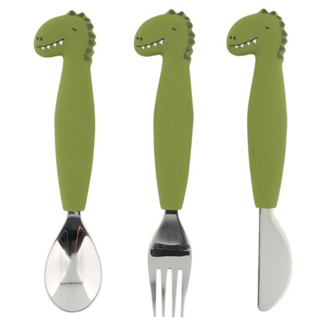 Cubiertos de 3 piezas en silicona - Mr. Dino Trixie