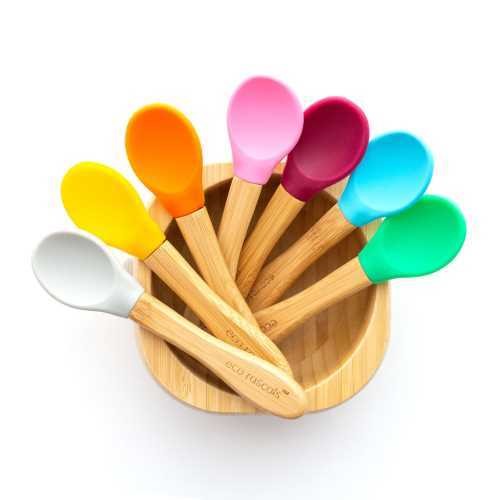 Cucharas bamboo ECO RASCALS azul-verde-naranja - Imagen 4