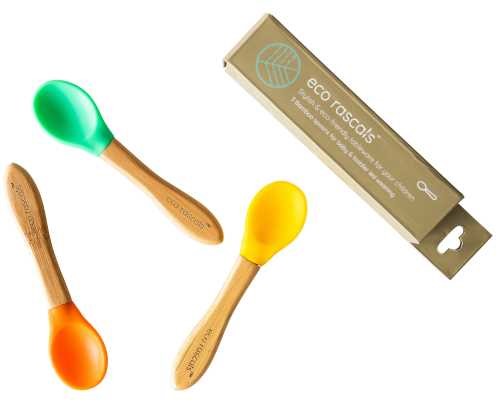 Cucharas bamboo ECO RASCALS verde-naranja-amarillo - Imagen 2