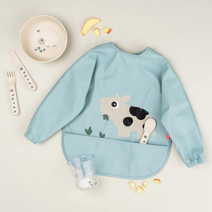Babero con bolsillo y mangas - Tiny farm - Azul - Imagen 2