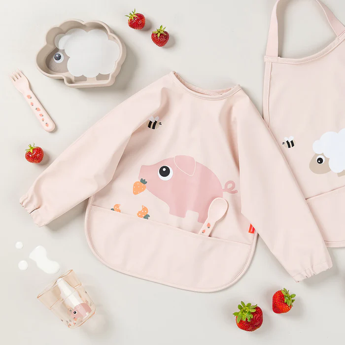 Babero con Bolsillo y Mangas - Tiny farm - Rosa - Imagen 2