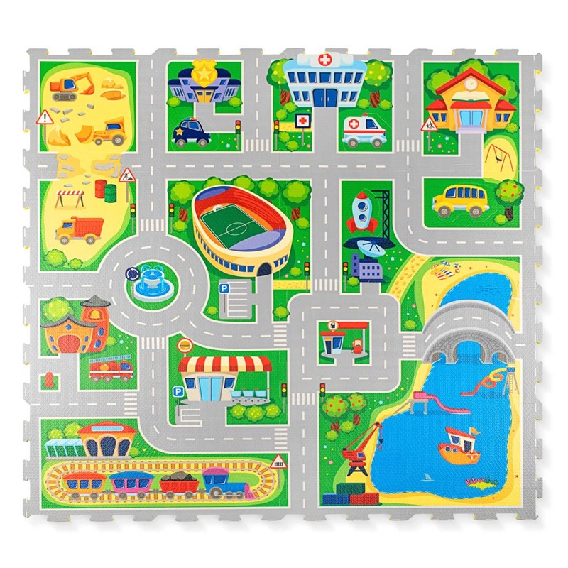 Alfombra Puzle Carreteras 120x120cm Little Dutch - Imagen 2