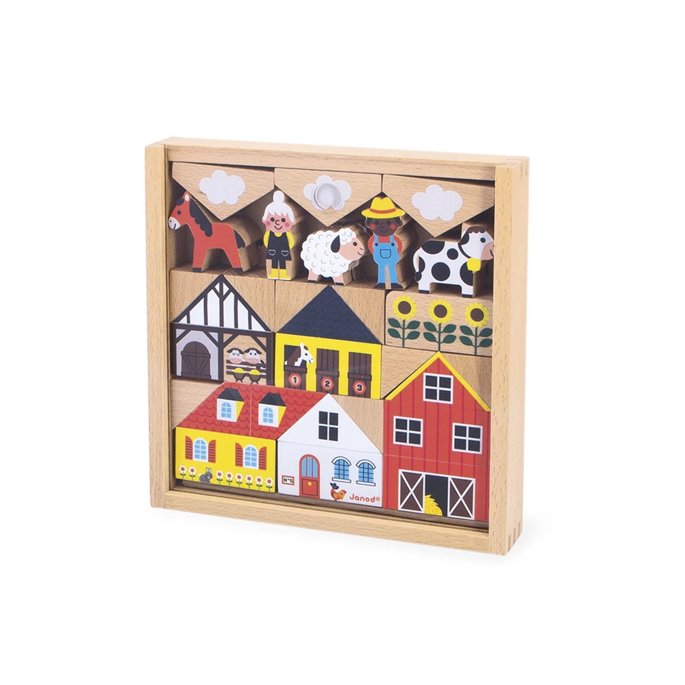 Juego de 34 bloques de madera Campiña - Cross Roads Janod