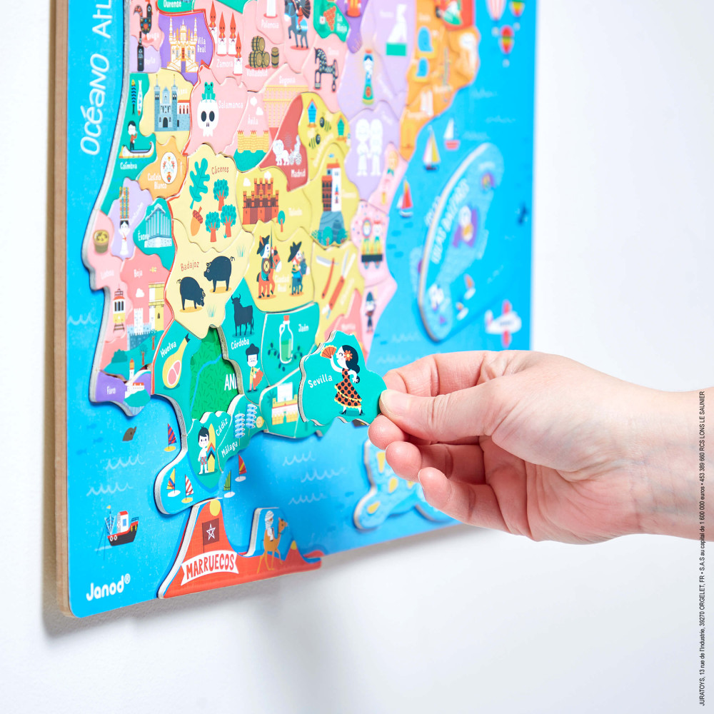 Mapa Magnético Península Ibérica 60 piezas (madera) Janod - Imagen 3