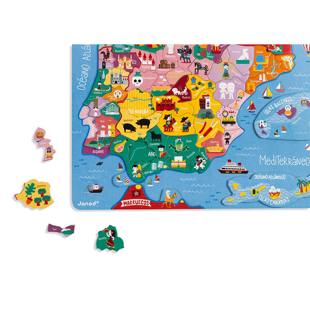 Mapa Magnético Península Ibérica 60 piezas (madera) Janod - Imagen 6