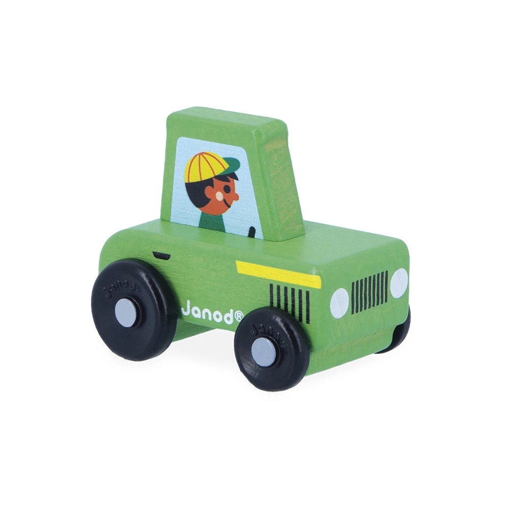 Tractor de madera verde Campiña - Cross Roadss Janod