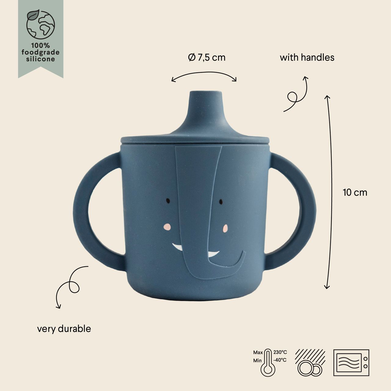 Silicona taza para beber - Mrs. Elephant Trixie - Imagen 2
