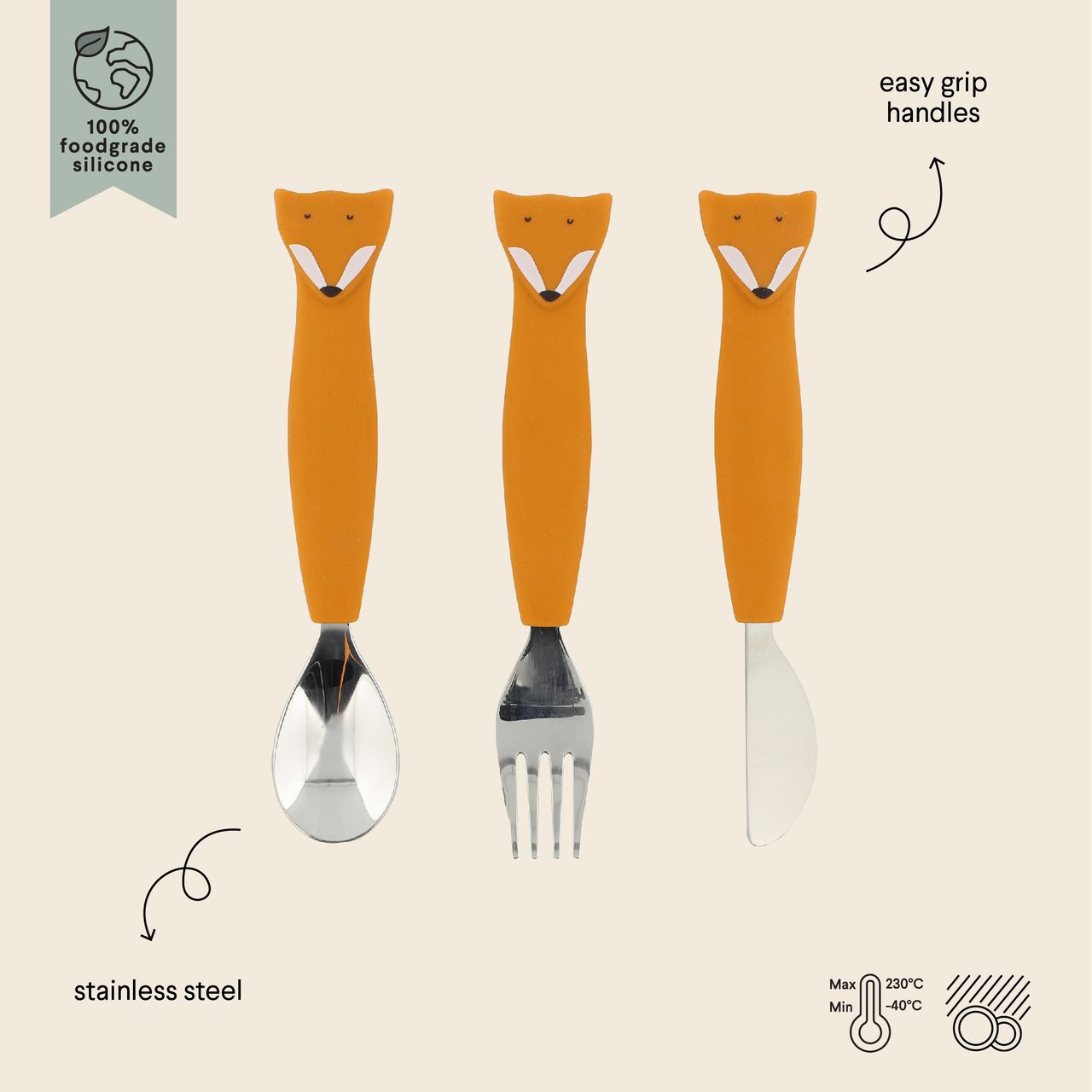 Cubiertos de 3 piezas en silicona - Mrs. Fox Trixie - Imagen 2