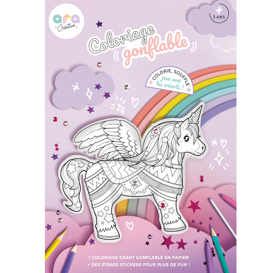 Unicornio: 1 inflable gigante + pegatinas brillantes - Imagen 2