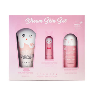 Caja Dream Rosa: Mascarilla facial stick cereza + crema manos fresa + bálsamo labial fresa