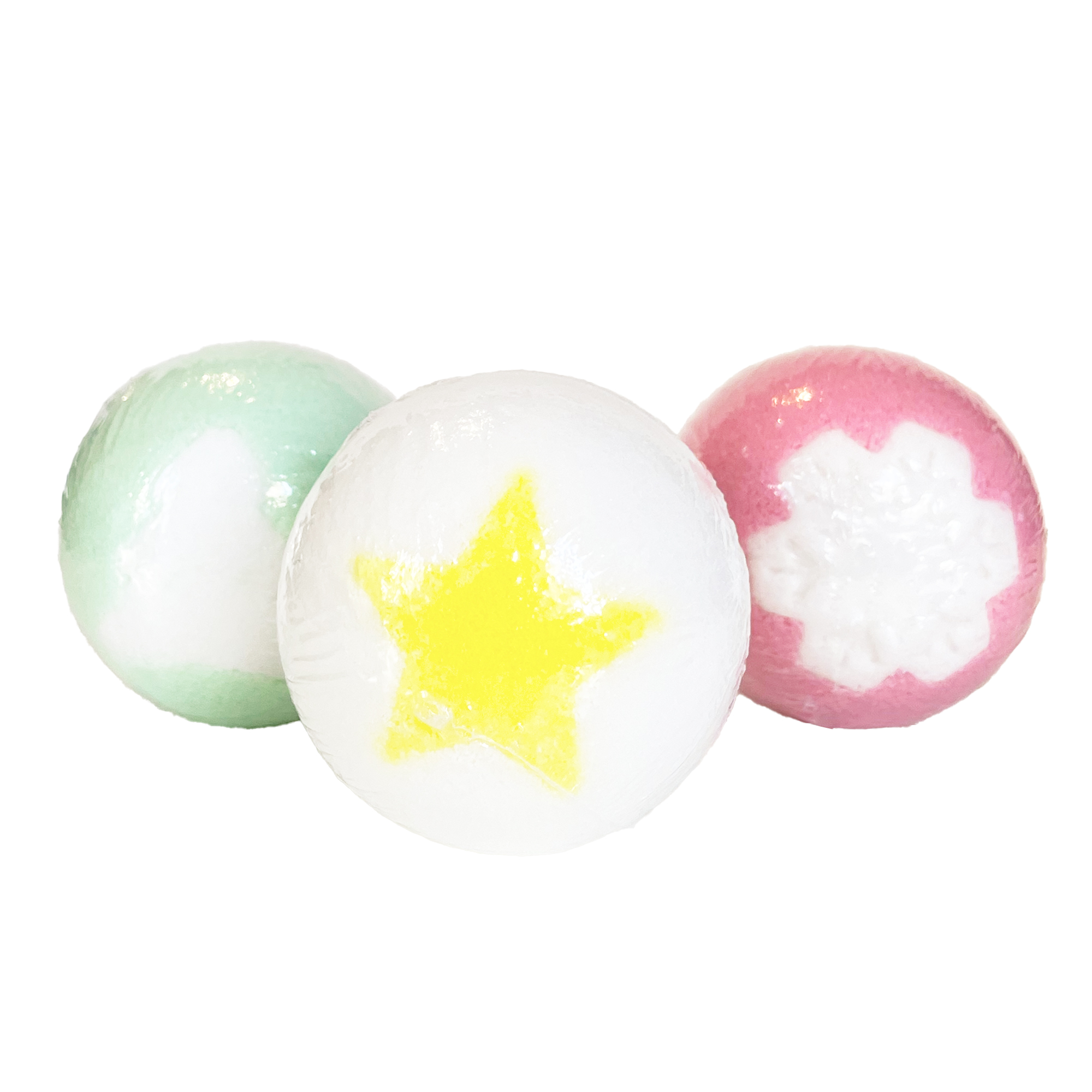 Caja con 3 bolas efervescentes Navidad: estrella, copo de nieve y árbol