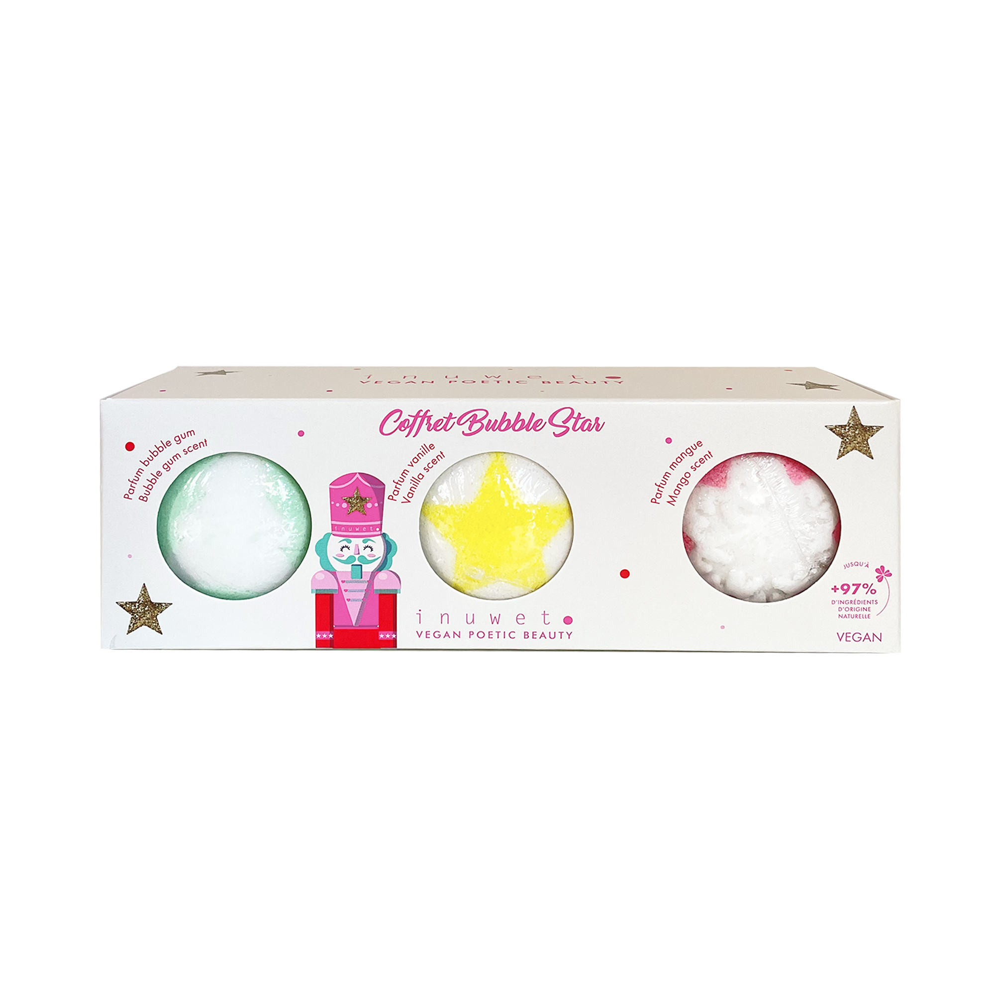 Caja con 3 bolas efervescentes Navidad: estrella, copo de nieve y árbol - Imagen 2