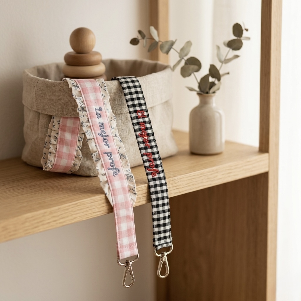 Lanyard Personalizable con Hebilla | Elige Tela, Color y Volante - Imagen 3