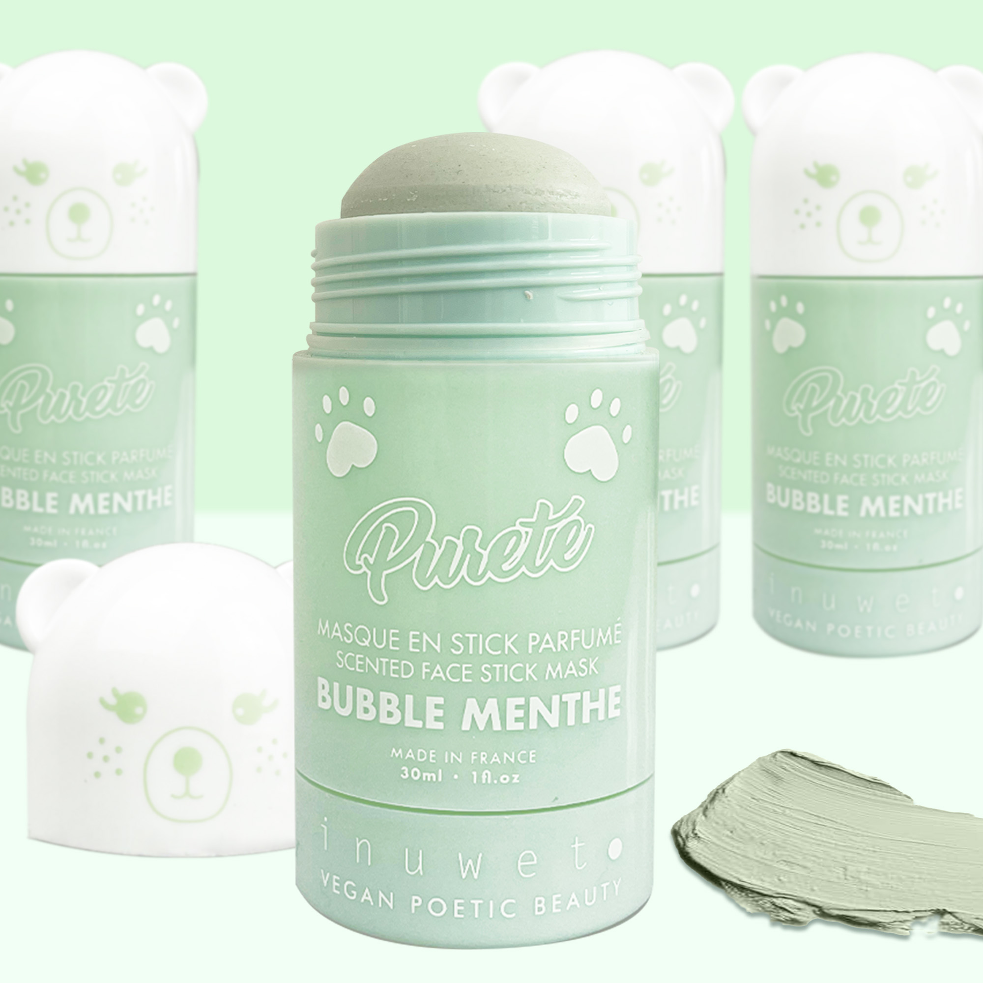CAJA DREAM AQUA: Mascarilla facial stick chicle menta + crema manos vainilla + bálsamo labial manzana - Imagen 2
