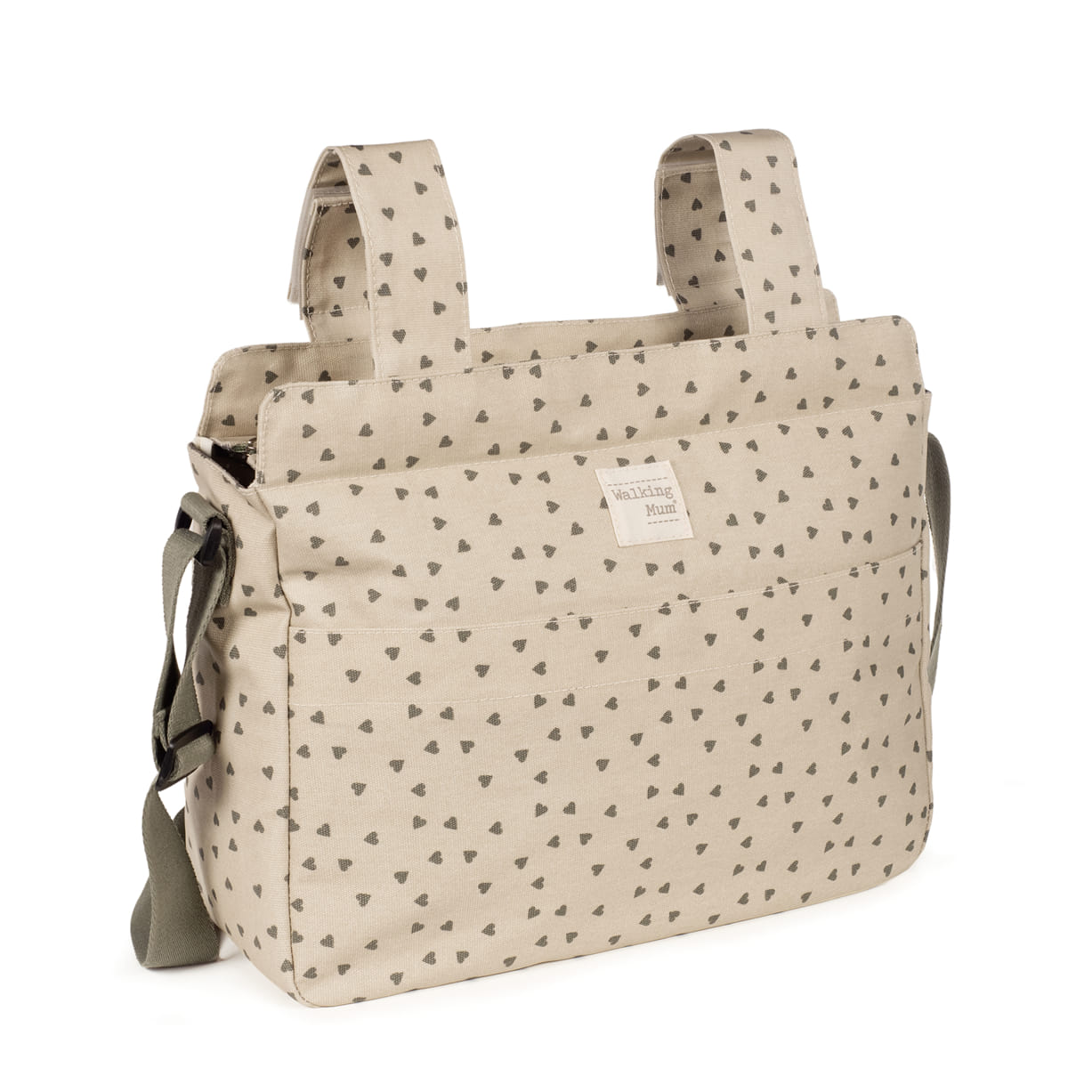 Bolsa Canastilla Corazones Poppy Musgo Walking Mum - Imagen 3