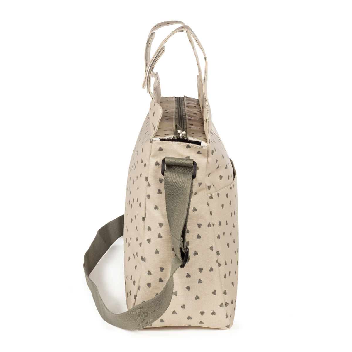 Bolsa Canastilla Corazones Poppy Musgo Walking Mum - Imagen 4