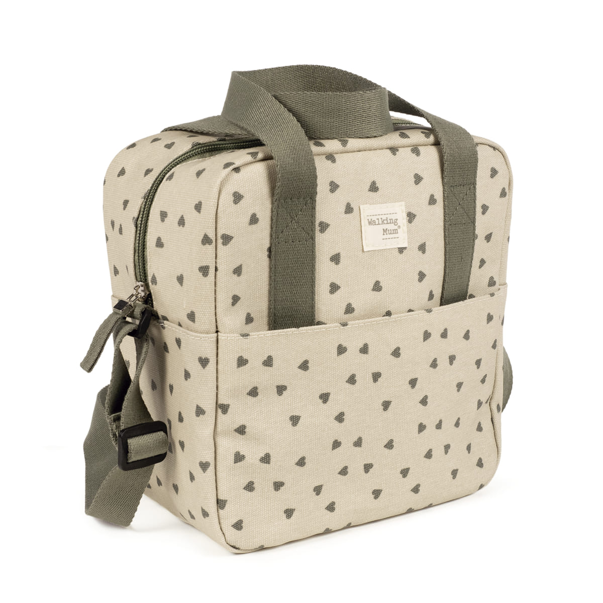 Bolsa Térmica Biberones Bebés Corazones Poppy Musgo - Imagen 2