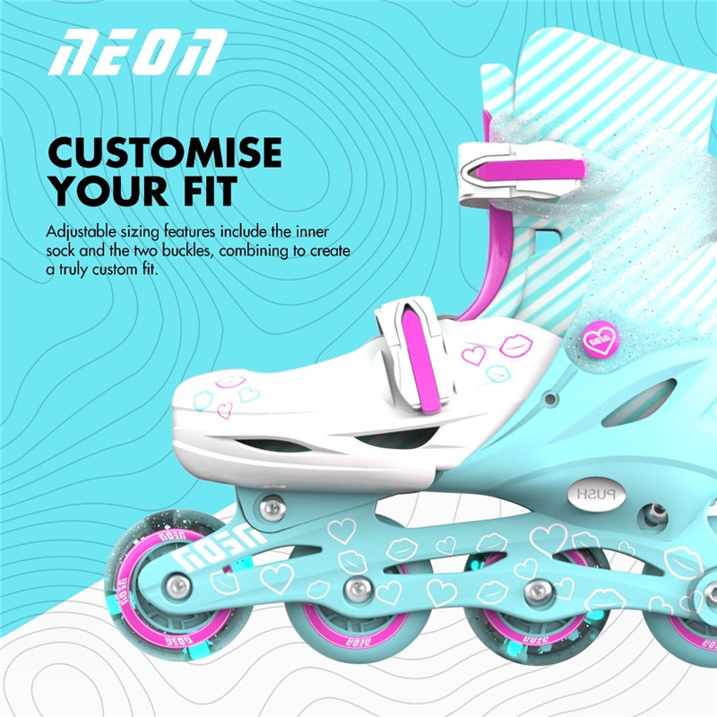 Patines Combo Neón Turquesa Rosa T. 30-33 volution - Imagen 2