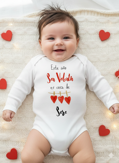 Body o Camiseta personalizada San Valentín de Tres - Imagen 2