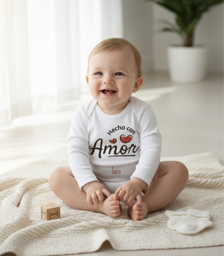 Body o Camiseta personalizada Hecho con amor - Imagen 2