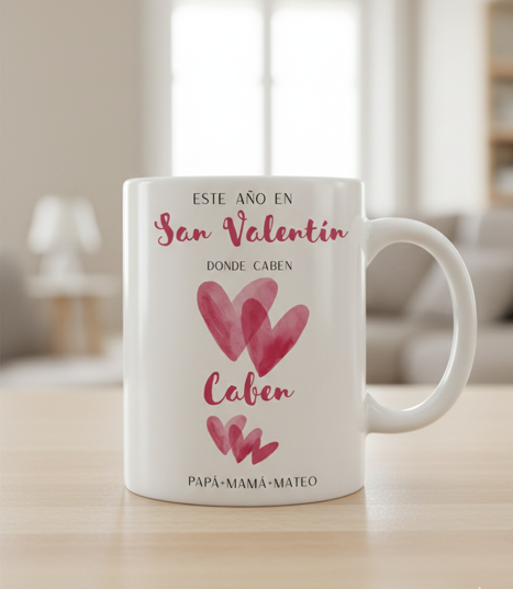 Taza personalizada Donde Caben Dos