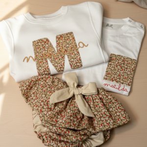 Conjunto 3 Piezas Personalizado | Sudadera + Falda-Braguita + Body/Camiseta (0–8 años)