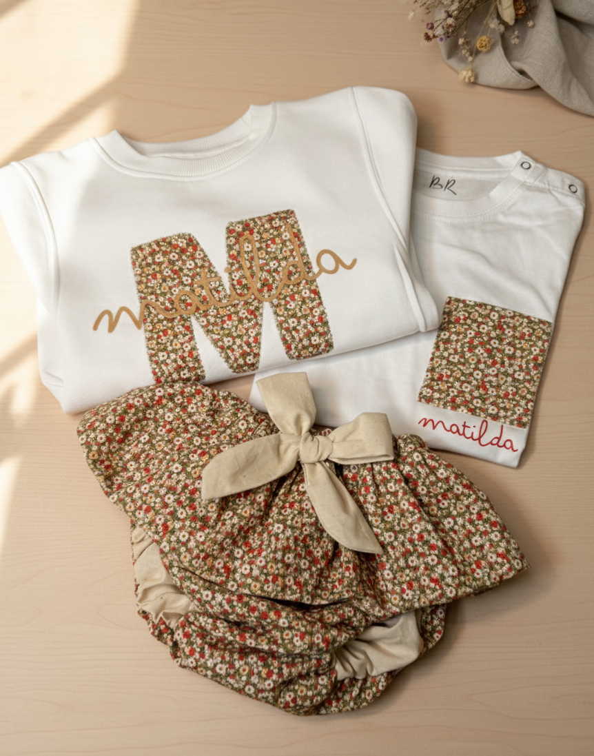 Conjunto Personalizado Sudadera, Camiseta y falda - braguita · Colección Amandé