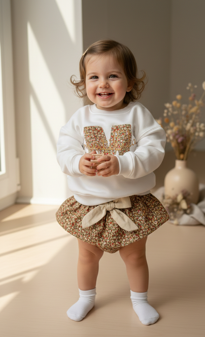 Conjunto 2 Piezas Personalizado | Sudadera + Falda-Braguita (0–8 años) - Imagen 2