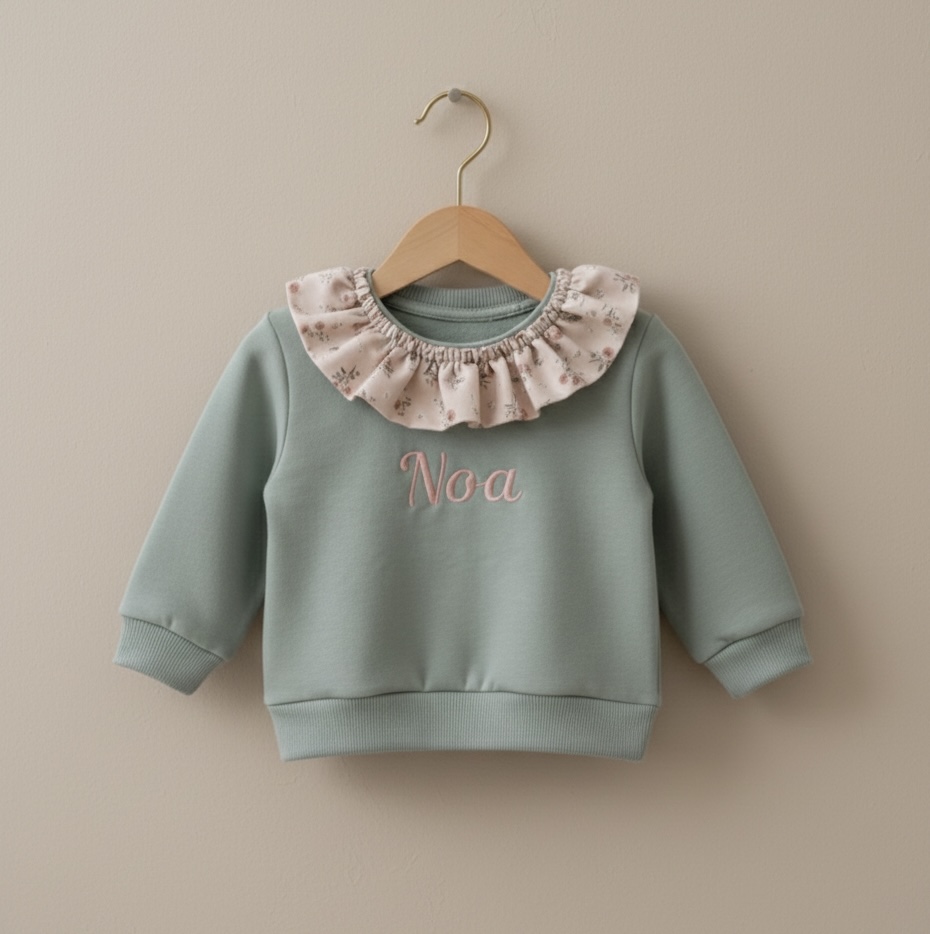 Sudadera Volante Personalizada Niño · Colección Rosé